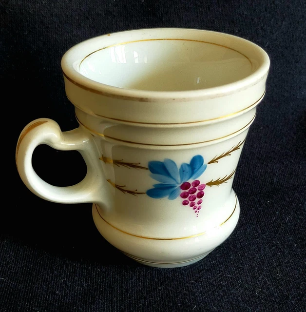 Ancienne Tasse Brulot En Porcelaine Epaisse Decor Floral