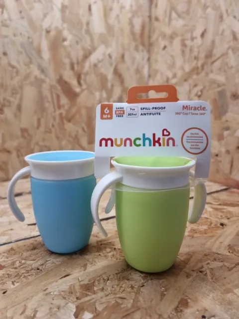Munchkin Miracle 360 taza para sorber 207 ml verde azul paquete