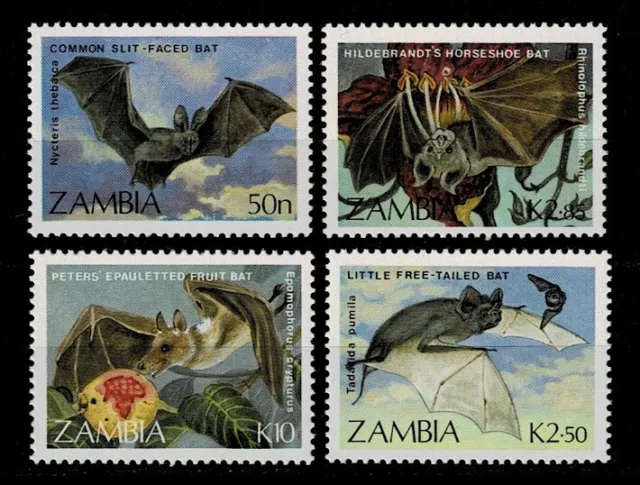 Sambia 1989 ** MiNr 474-477 , Tier Fledermaus Fledermäuse Flughund