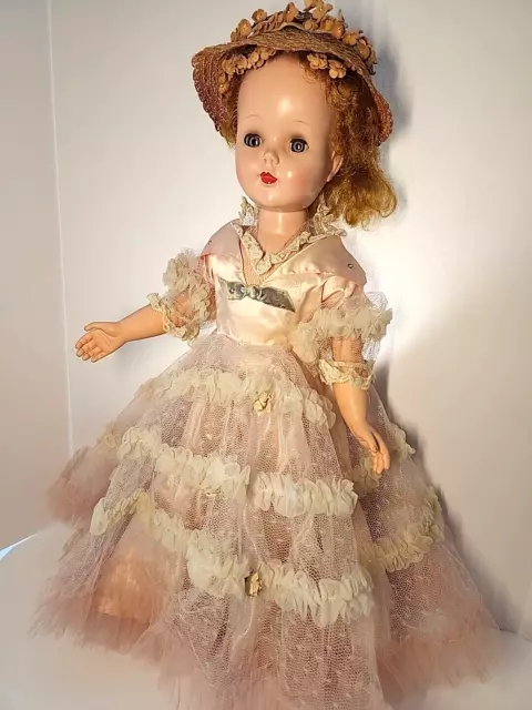 24" American Character Sweet Sue Vintage 50s Walker Doll Head Turns Satin Gown 2