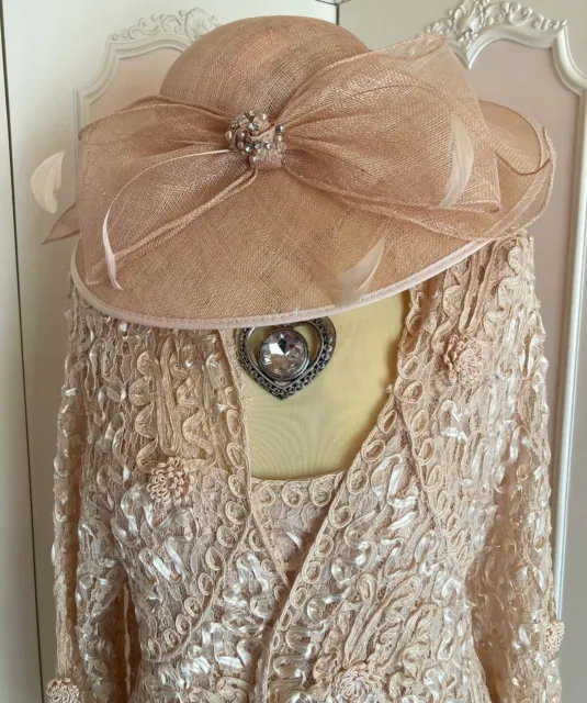CHESCA Large BLUSH Hat Fascinator Hatinator Suit Mother of the Bride Wedding