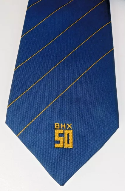 BHX 50 cravatta aziendale vintage anni '80 Birmingham Airport 50° anniversario 1989