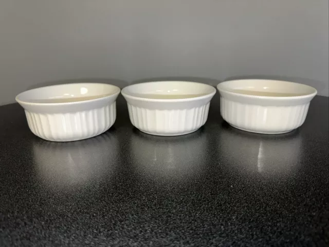 SET of 3-Corning Ware French White Souffle Casserole Dish Bowl 473ml 16oz