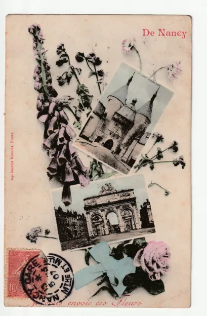 NANCY - CPA 54 - Carte Souvenir de Nancy - carte 2 vues et Fleurs