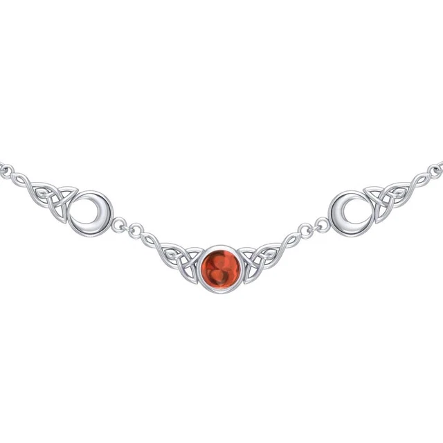 Triquetra Lunar Moon Necklace .925 Sterling Silver Peter Stone Fine Gem Jewelry