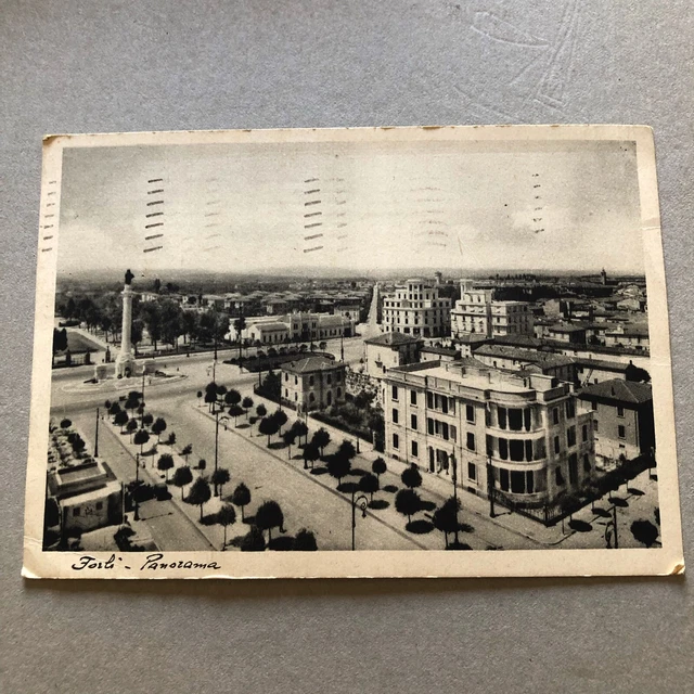 B) Cartolina formato grande Forlì panormama 1936