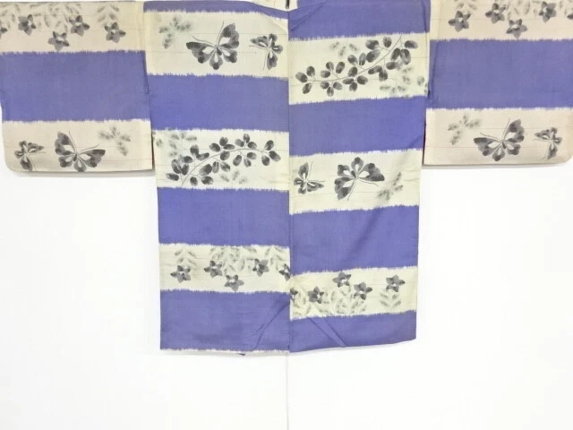 42121# Japanese Kimono / Antique Haori / Woven Bush Clover With Butterflies