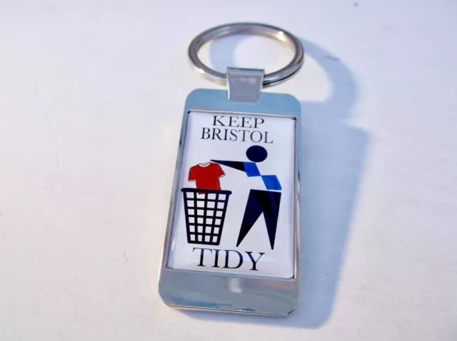 Bristol Rovers Unterstützer Halten Ihre Gebiet Tidy Abzeichen Keyring Key Kette 3