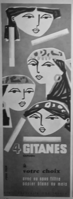 Publicité Cigarettes 4 Gitanes Caporal Avec Ou Sans Filtre - Signé Jean Colin
