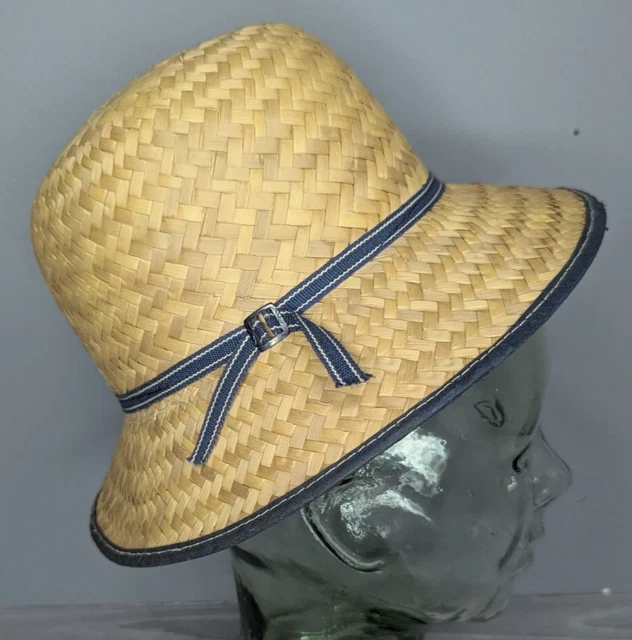 Antique Robert Reed Men\'s Straw Boater Skimmer Hat Size 7 3/8 Florence Italy Hats, Men main image 3