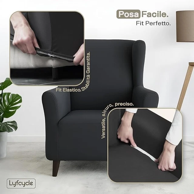 Copripoltrona Chesterfield Elasticizzato - Set 2 Pezzi Per Poltrone Club, Antimacchia - Foto 5