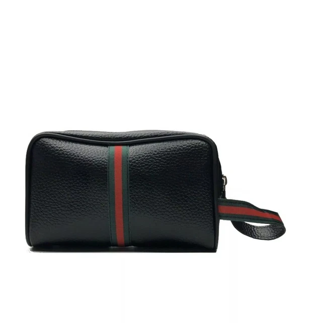 Pochette Uomo Donna Borsello a Mano Borsa Beauty Case Da Polso Nero Pelle Pigepa