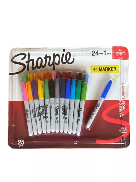 24 + 1 SHARPIE Markers Coloured Permanent Sharpies Marker Pen Bulk Fine Point