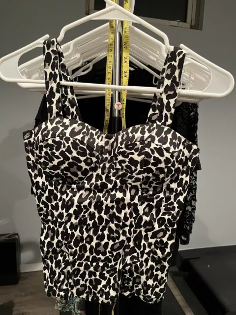 Charlotte Russe Black & White Leopard Print Bustier Top Small Pre-Owned