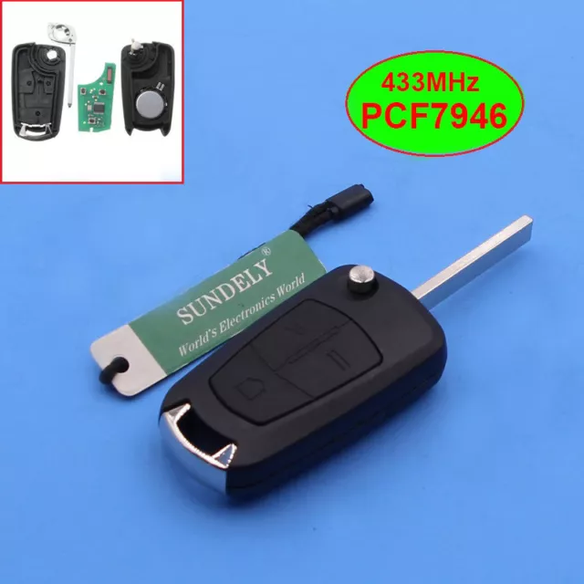 Car Remote Key Fob Case Shell PCF7946 Chip 433Mhz for Vauxhall Opel Vectra C