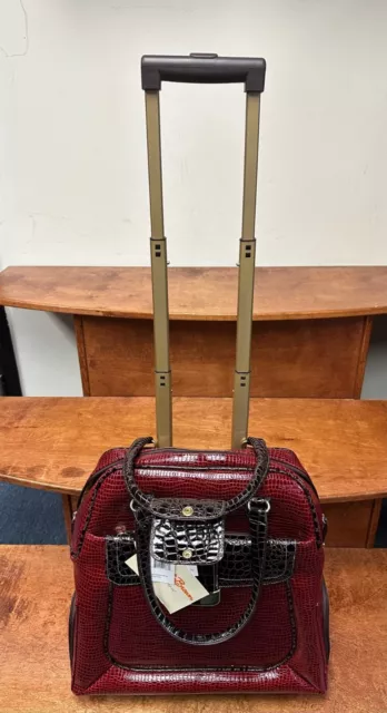New Samantha Brown Baby Croc Wheeled Satchel Bag  Carryon Burgundy