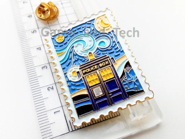 Tardis Starry Night Dr Who Van Gogh Police Box Stamp 3.4 - Foto 4