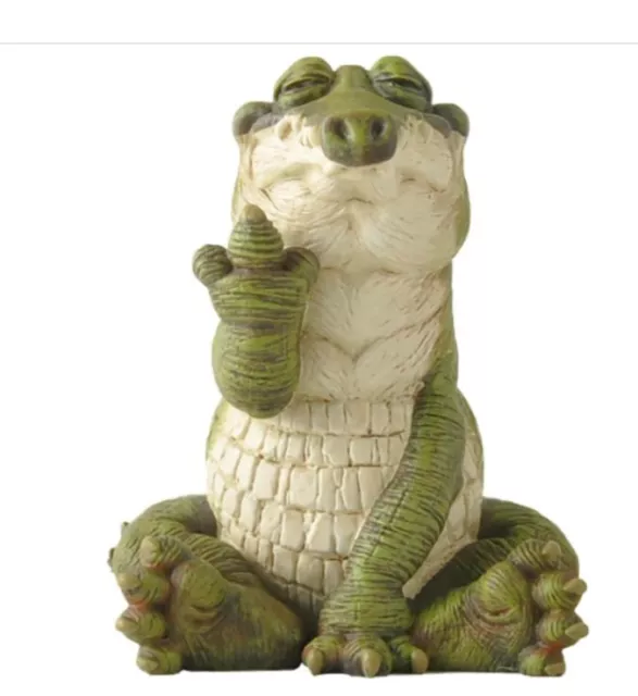Baby Alligator statue Florida Gator Giving the middle Finger Funny Garden Decor