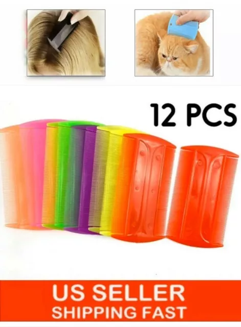 12 Pcs Lice Comb USA Fine Tooth Hair Adult Kids Pocket Flea Nit Tick pet cat dog