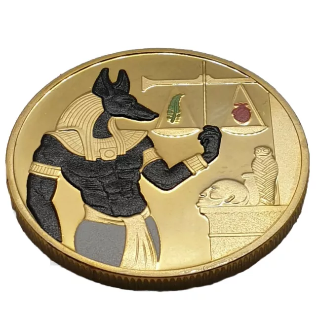 Anubis Ancient Egypt Coloured Coin Finished in Gold