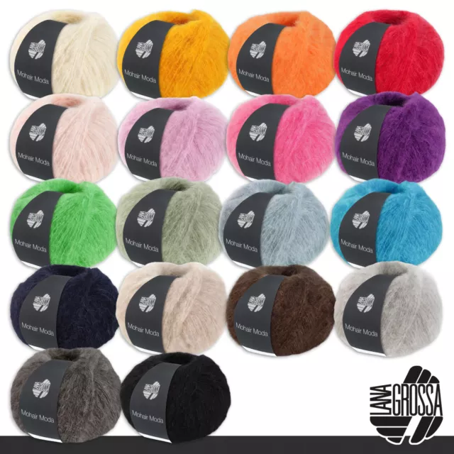 LANA GROSSA 5x 50G Mohair Moda Hilo Invierno Lana Tejidos Suave 18 Colores