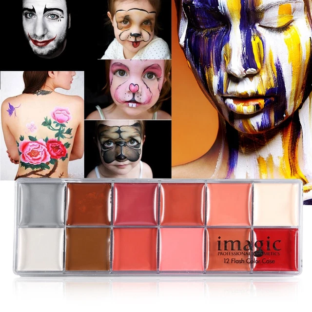 IMAGIC 12 COLORS Face Body Flash Tattoo Oil Pigment Paint Makeup Tool ...