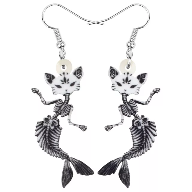 Halloween Acrylic Cat Fish Skeleton Earrings Dangle Animals Charms Jewelry Gifts