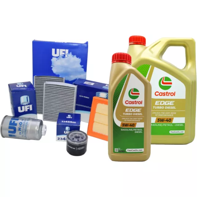 Kit tagliando olio CASTROL TD 5W40 5LT 4 FILTRI UFI ALFA ROMEO 147 1.9 JTDM