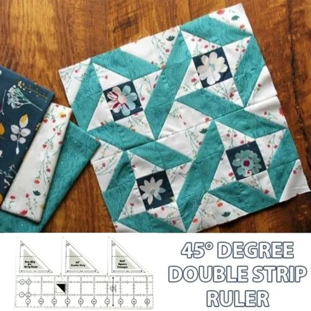 Creative Sewing Quilting Non-Slip Quarter Square Ruler Grids Double 45 Degree
