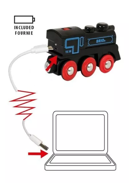 BRIO Rechargeable Engine with Mini USB cable 33599 for wooden railway 3