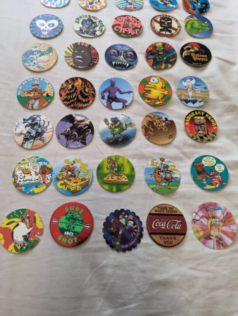 Mixed Lot of 90's Caps the Game, Pogs, Tazos, Glo Caps, Slammer, Disney, Sonic 2