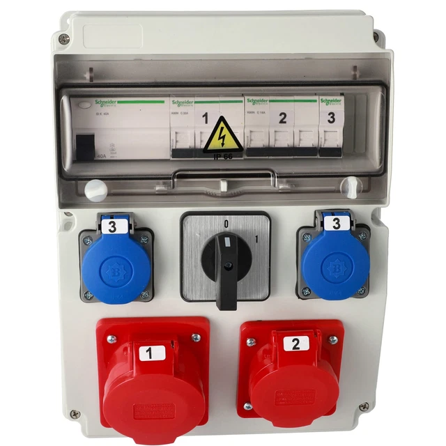 Coffret de chantier équipé 32A+16A/5P 2x230V SCHUKO Interrupteur 2 positions EDO