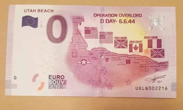 billet touristique souvenir 0 euro 2017 - Euro schein  - utah beach