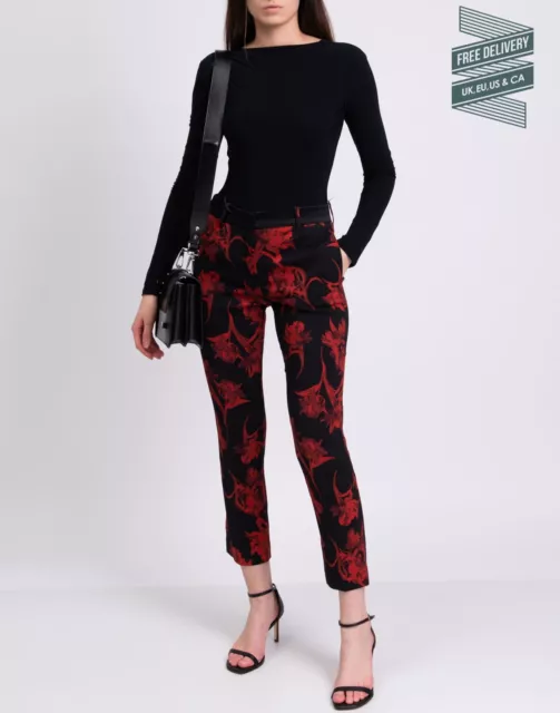 RRP€1100 ROBERTO CAVALLI Cropped Trousers IT42 US6 UK10 M Floral High Waist