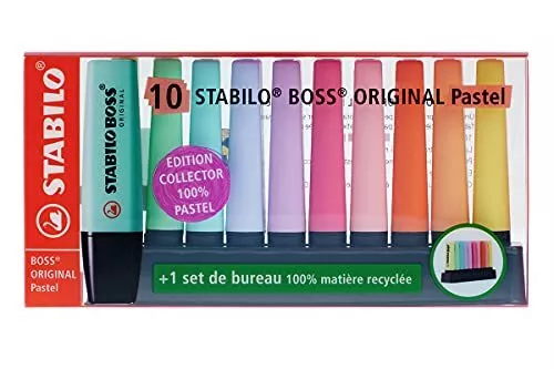 STABILO BOSS ORIGINAL Pastel Desk-Set - Edizione 100% PASTEL - 10  evidenziatori EUR 21,79 - PicClick IT