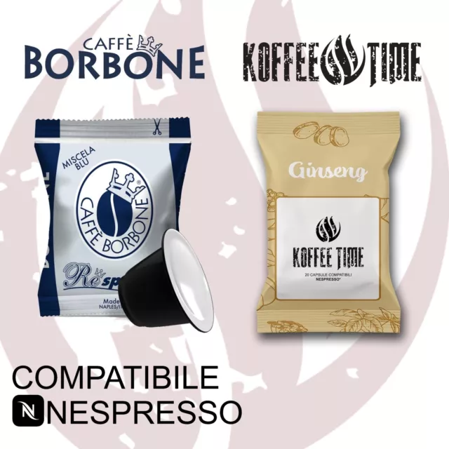 600 Capsule Caffe Compatibile Nespresso* Respresso Blu Caffe Borbone +20Ginseng