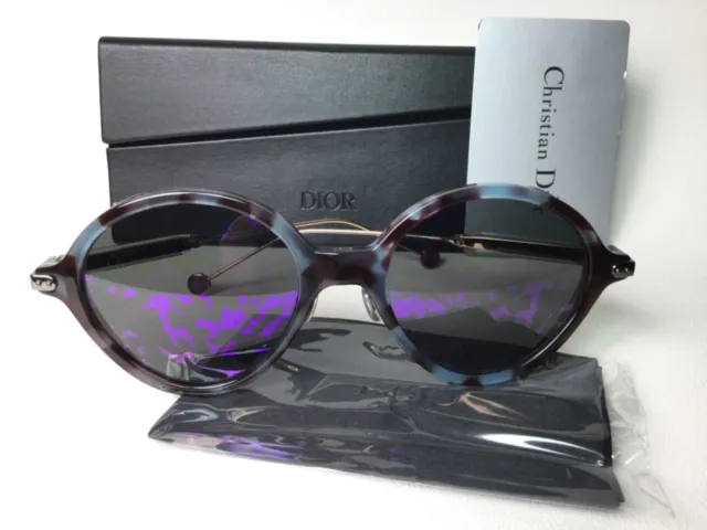 Dior Womens Sunglasses Umbrage Hologram Havana Blue Gold Mirror w/ Case