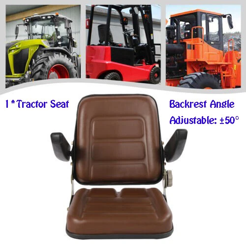 Tractor Seat With Armrest Adjustable Backrest For Dumper Forklift Mower Digger