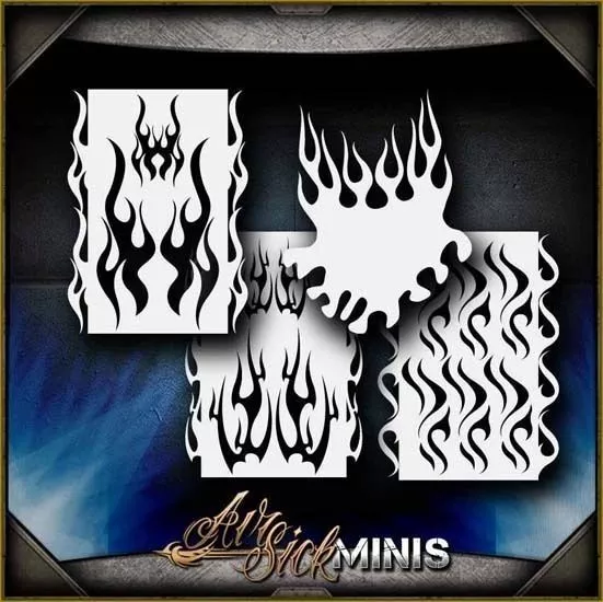 "Mini Flame Set 4" Airbrush Stencil Template Airsick