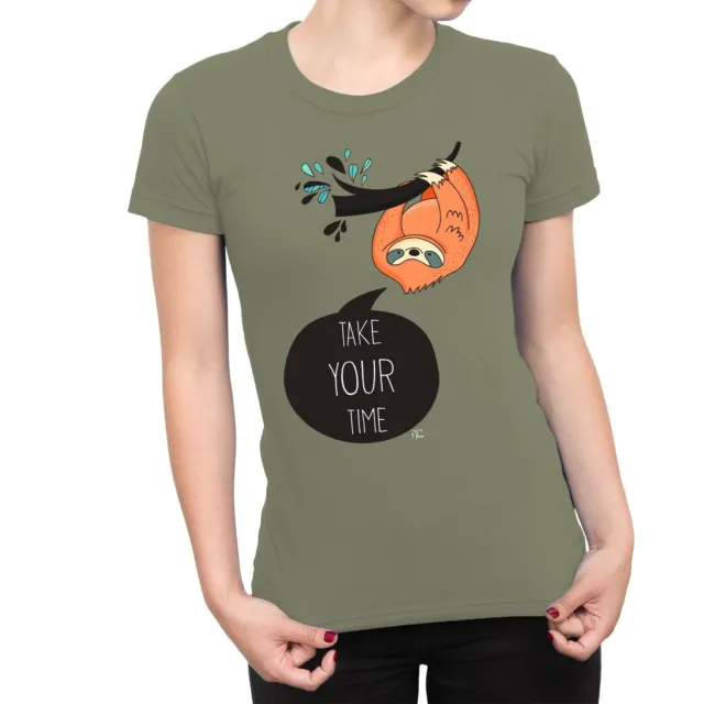 1Tee Womens Take Your Time Sloth T-Shirt