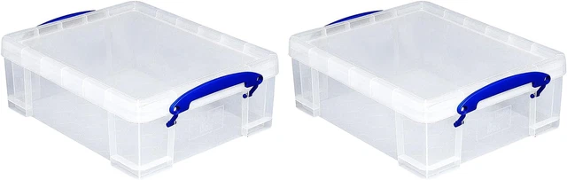 Stackable 8.1 Liter Plastic Storage Container Bin with Snap Lid & Built-In Clip
