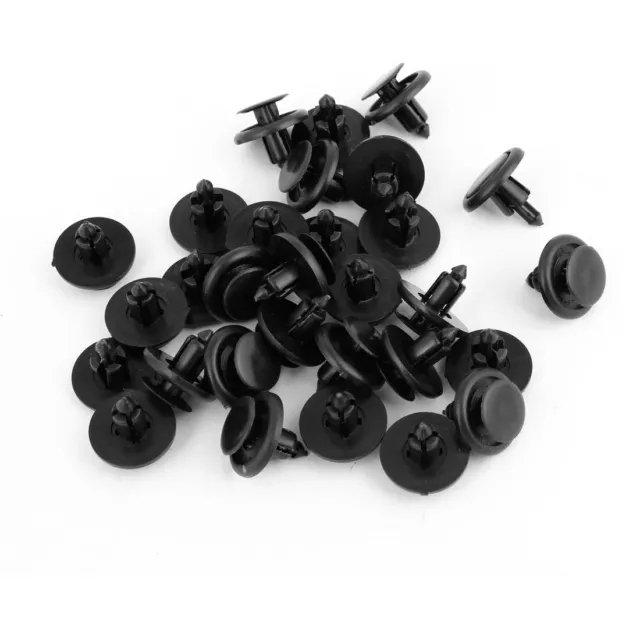 30 x 7mm Hole Plastique Rivets Attache Pousser Clips Noir Pour Voiture Auto Aile