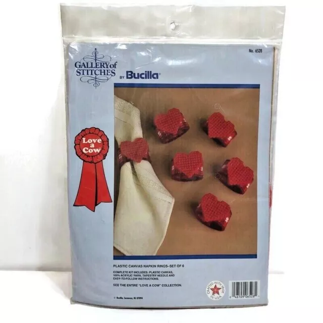 NUEVO Bucilla Corazón Serpina Juego de 6 Kit de Lona de Plástico 6528 6""x10"" San Valentín