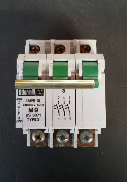 Ottermill System T  10 Amp Triple Pole MCB Type 3/C  M9  * USED *