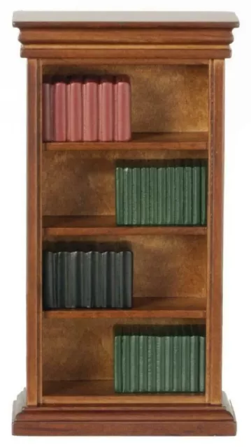 Dolls House Walnut Bookcase with Books Miniature Study Office School Furniture