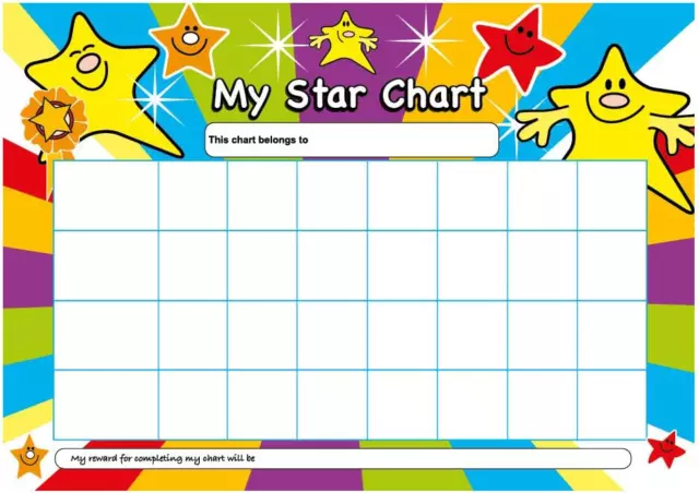 SuperStickers A4 Star Reward Chart with 50 Stickers