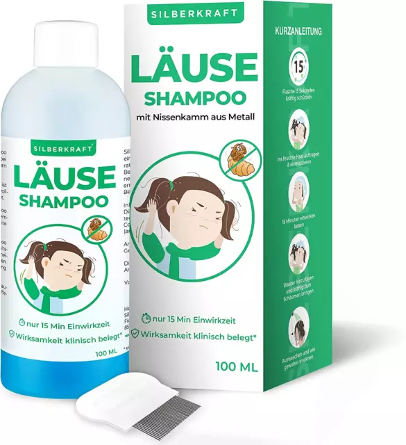 Silberkraft Läuseshampoo 100 Ml Mit Nissenkamm, Zur Behandlung Bei Kopfläusen Un