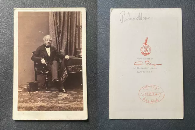 Camille Silvy, Londres, Lord Palmerston Vintage cdv albumen print.Henry John T
