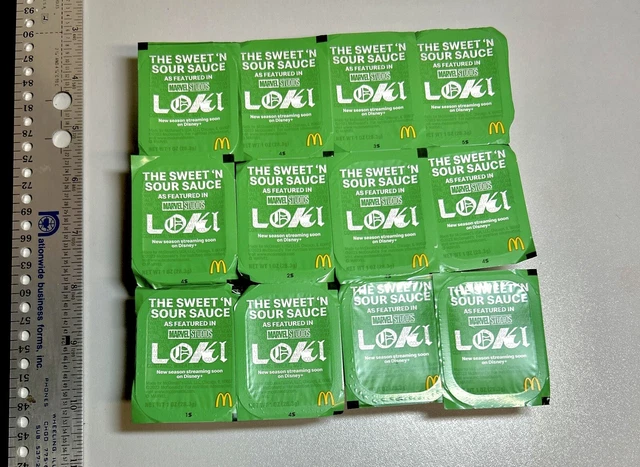 12 MCDONALDS SPECIAL Edition Loki Sweet ‘N Sour Sauce Packets Dipping