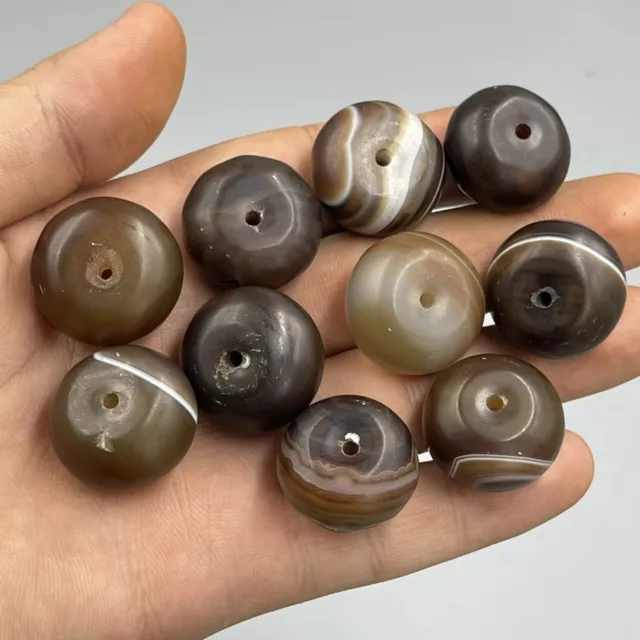 Sale 10 Beads Ancient Indo Tibetan Sulemani Agate Stone Beads